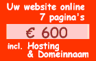 Uw website online, 7 pagina's incl. hosting en domeinnaam : 600 Euro